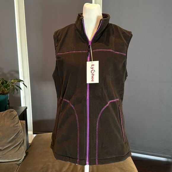 Lychee Heated Vest Unisex with Power Bank Black with Purple Trim Size L NEW - Picture 1 of 14